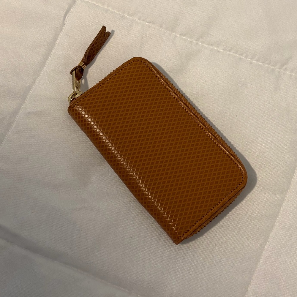 Comme des Garcons Tan Textured Card Holder / Coin Wallet